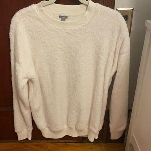 White plush pullover